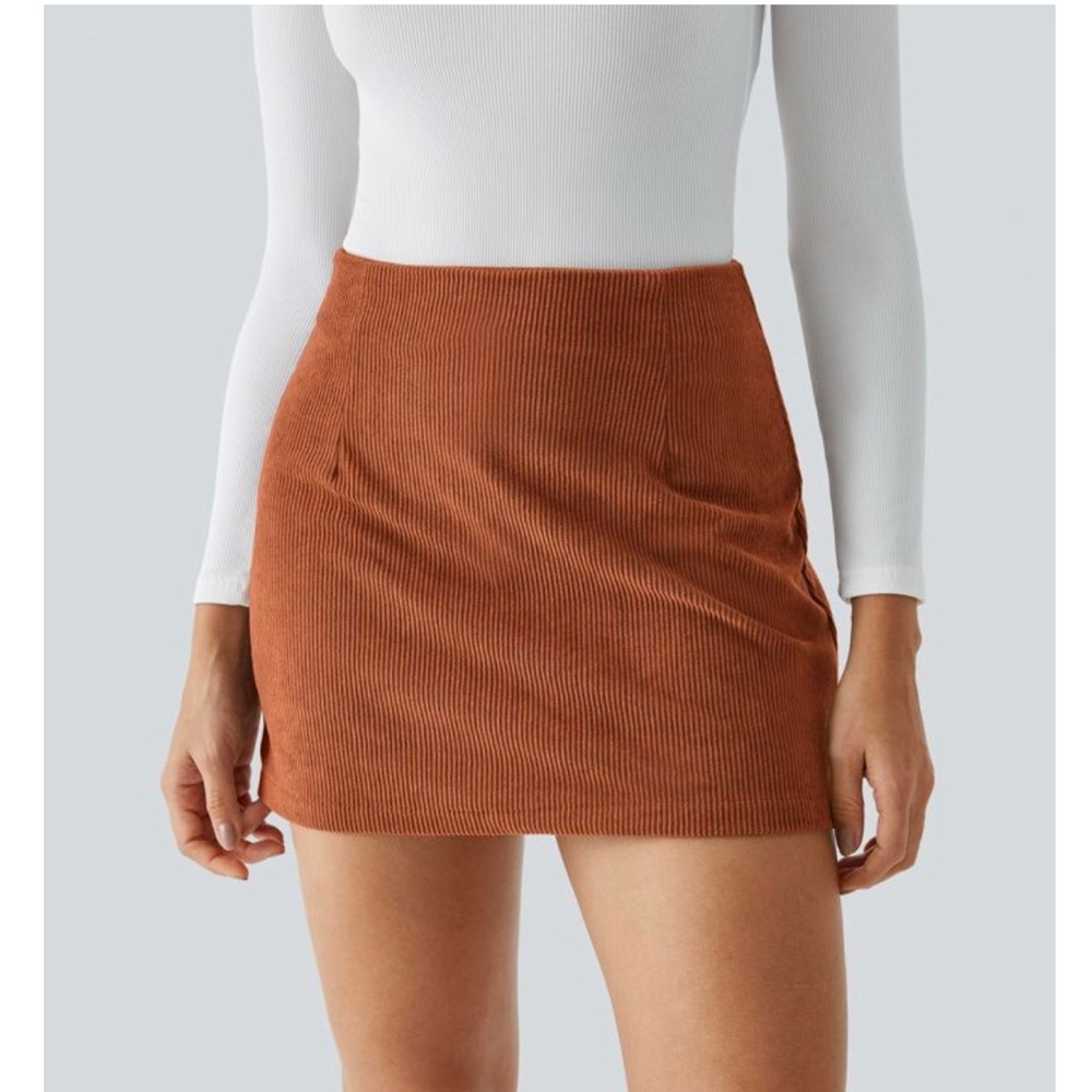 NWT HALARA Corduroy Mini Skirt in Brown